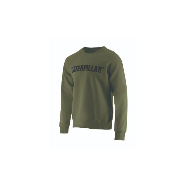 Bluzy Caterpillar Foundation Crewneck Męskie Zielone | RPFKX-6821