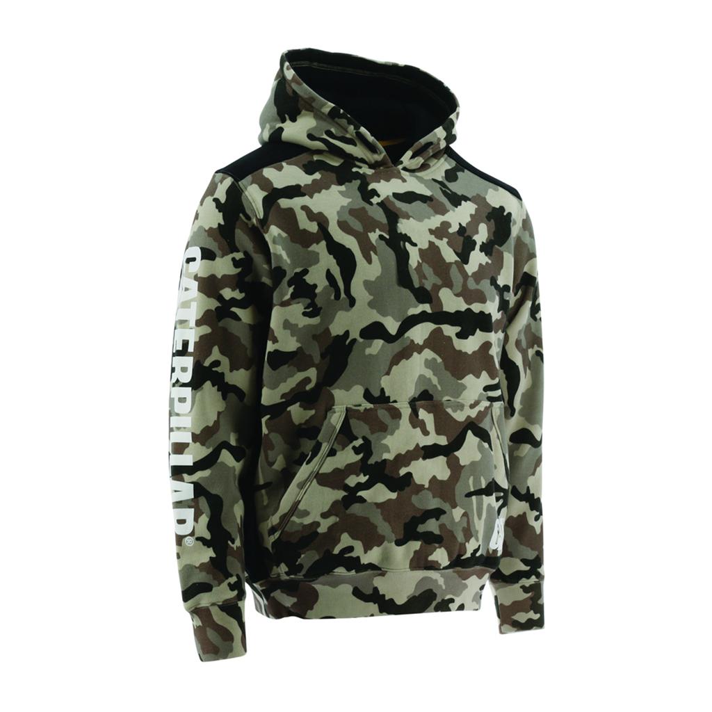 Bluzy Caterpillar Logo Panel Zakapturzony Sweat Męskie Camo | PUKFB-6731