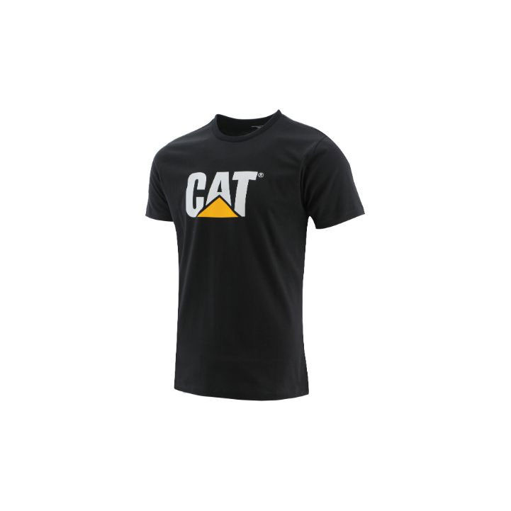 Koszulki Caterpillar Cat Logo Slim Fit Męskie Czarne | FKYVH-2865