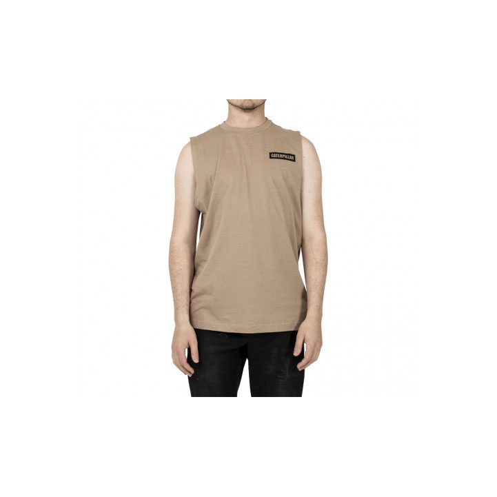 Koszulki Caterpillar Icon Muscle Tank Męskie Khaki | MJXRH-3854