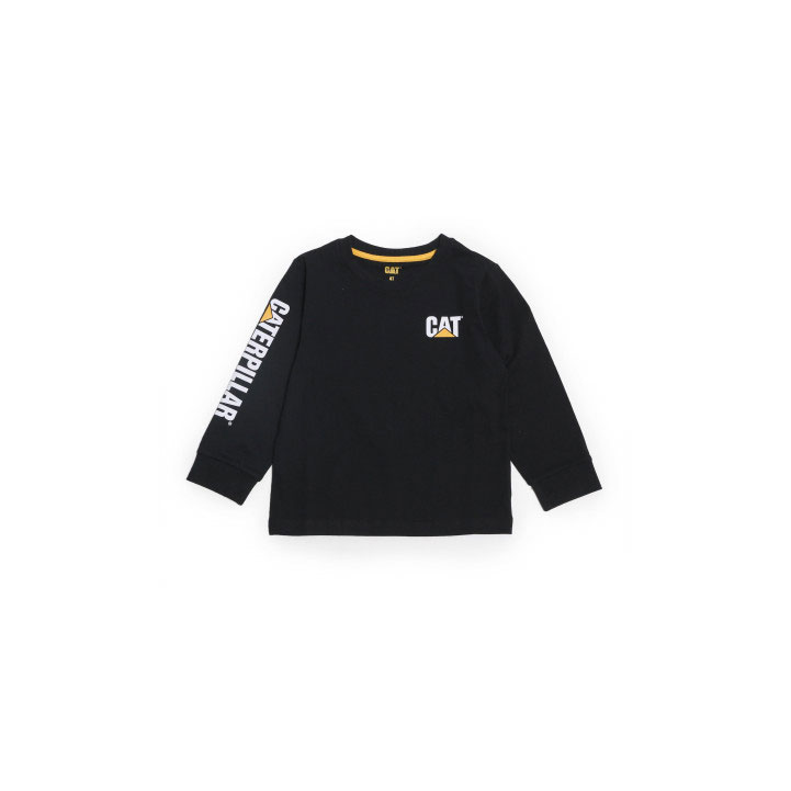 Koszulki Caterpillar Trademark Banner Long Sleeve Dziecięce Czarne | BOWJD-4125