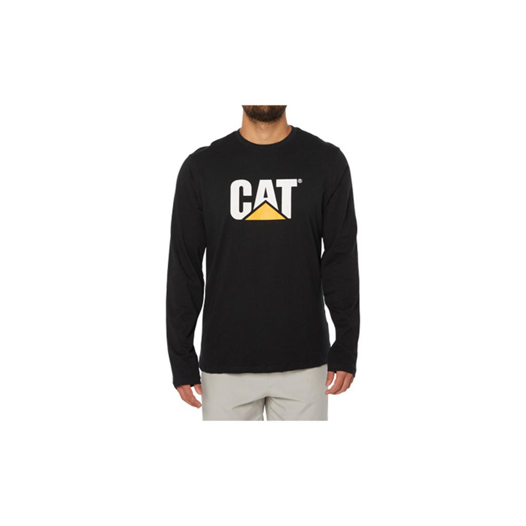 T-Shirts Caterpillar Original Fit Ls Logo Męskie Czarne | QYVWG-5703