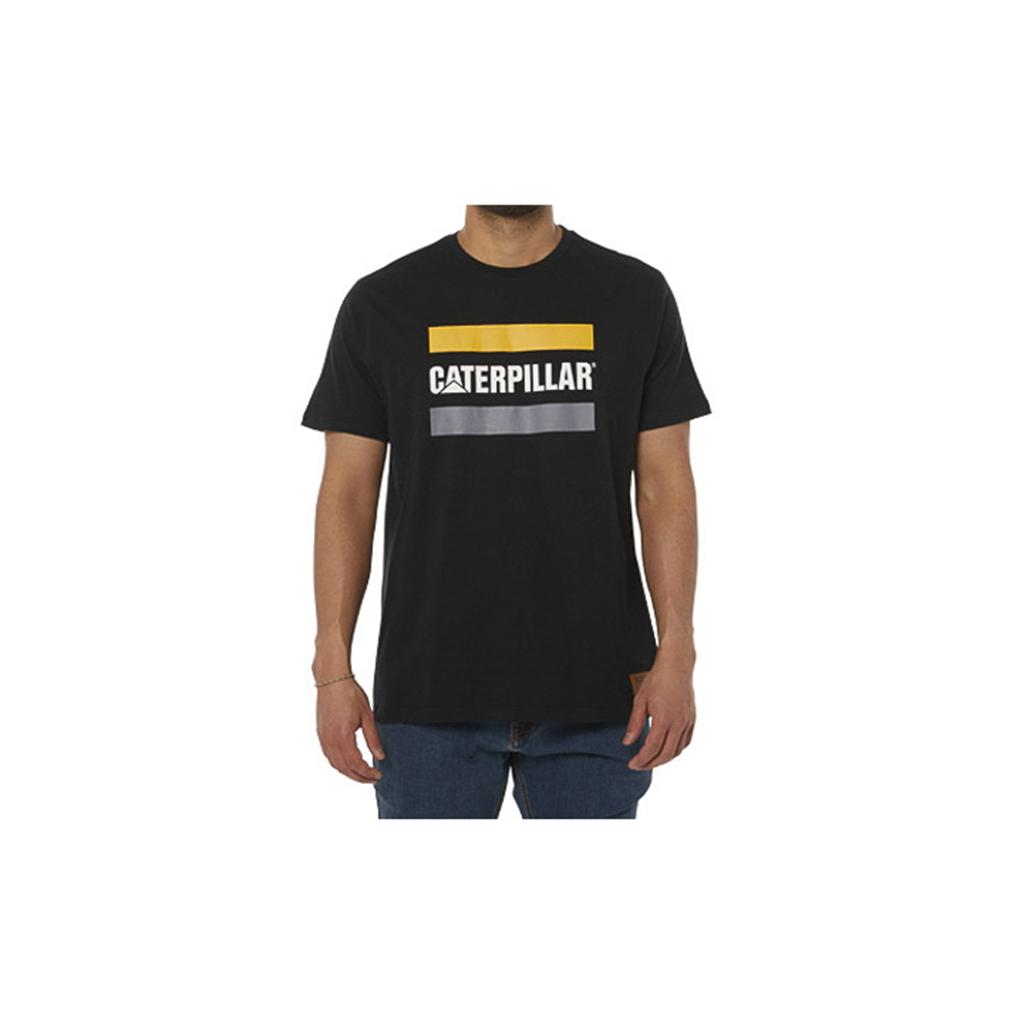 T-Shirts Caterpillar Robocze Logo Męskie Czarne | JQUES-6814