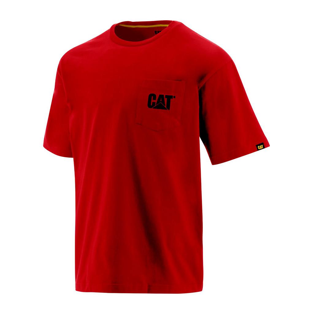 T-Shirts Caterpillar Trademark Pocket Męskie Czerwone | PAQCJ-1205