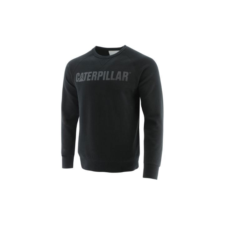 Bluzy Caterpillar Foundation Crewneck Męskie Czarne | DTPSH-6238