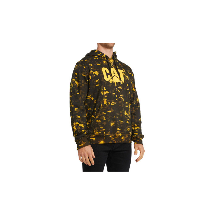 Bluzy Caterpillar Foundation Printed Hoodie Męskie Żółte Czarne | SHELG-2563