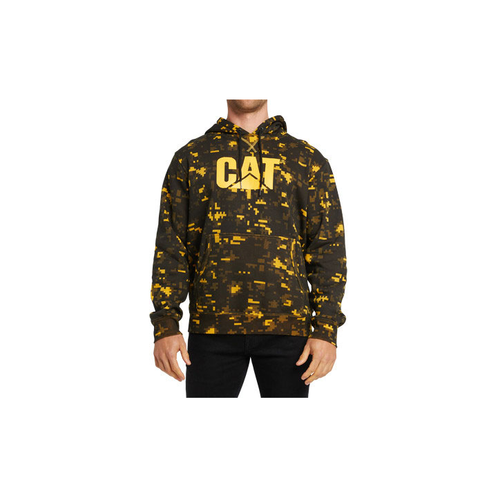 Bluzy Caterpillar Foundation Printed Hoodie Męskie Żółte Czarne | SHELG-2563