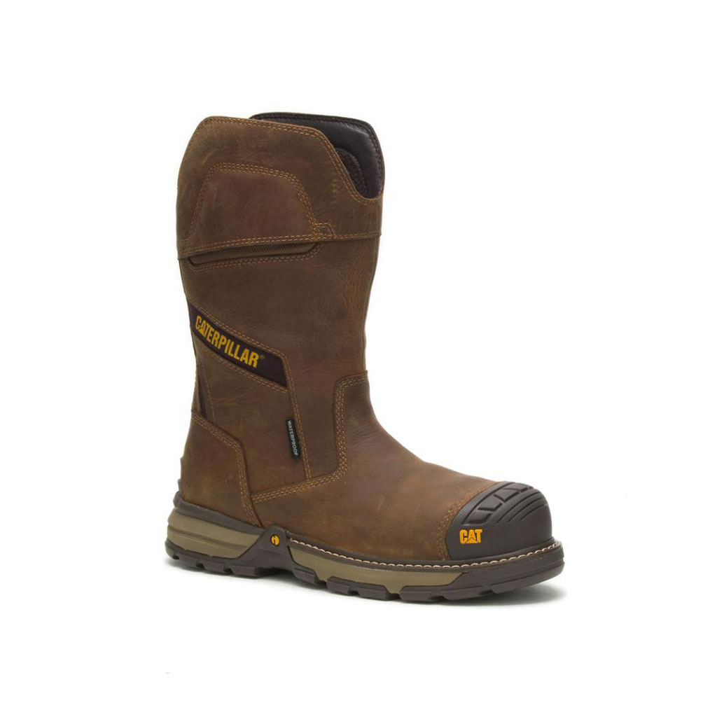 Buty Pull On Caterpillar Excavator Superlite Waterproof Carbon Composite Toe Męskie Brązowe | TFERS-7568