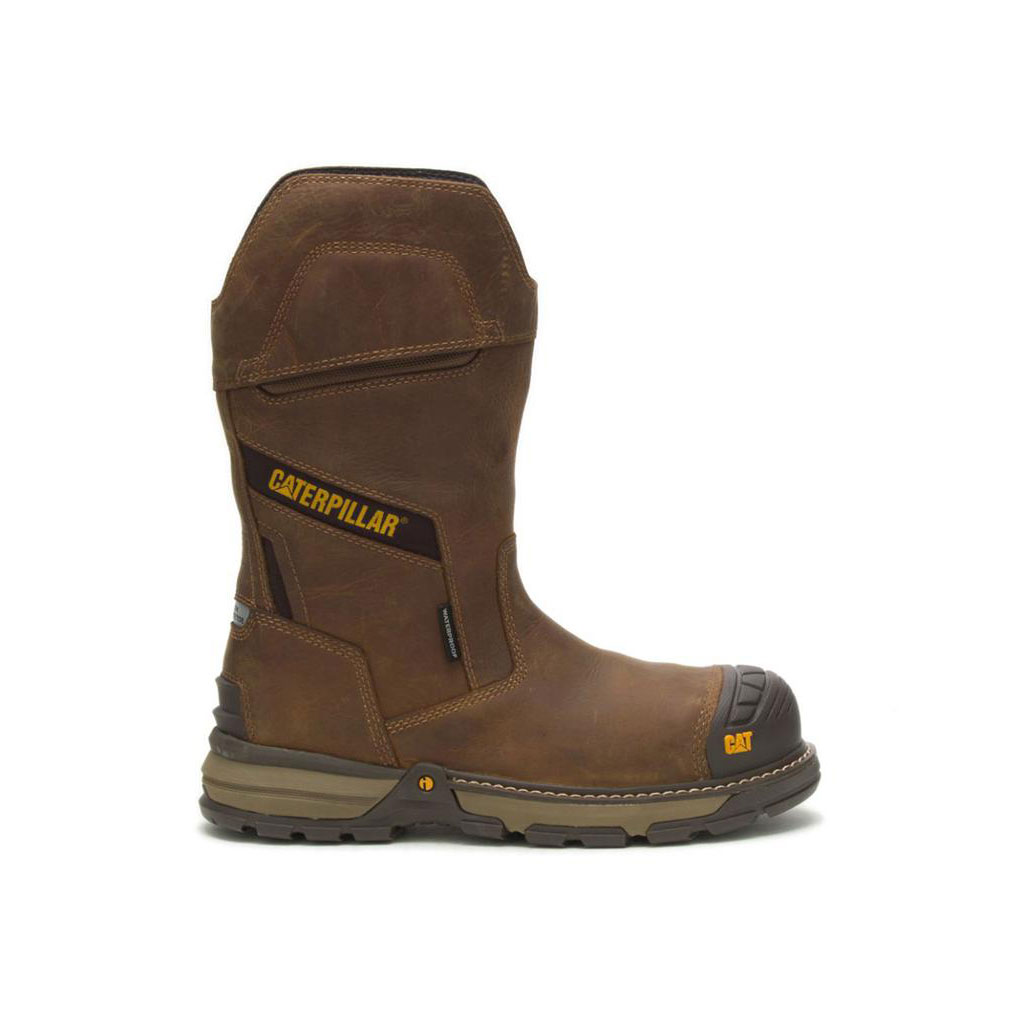 Buty Pull On Caterpillar Excavator Superlite Waterproof Carbon Composite Toe Męskie Brązowe | TFERS-7568