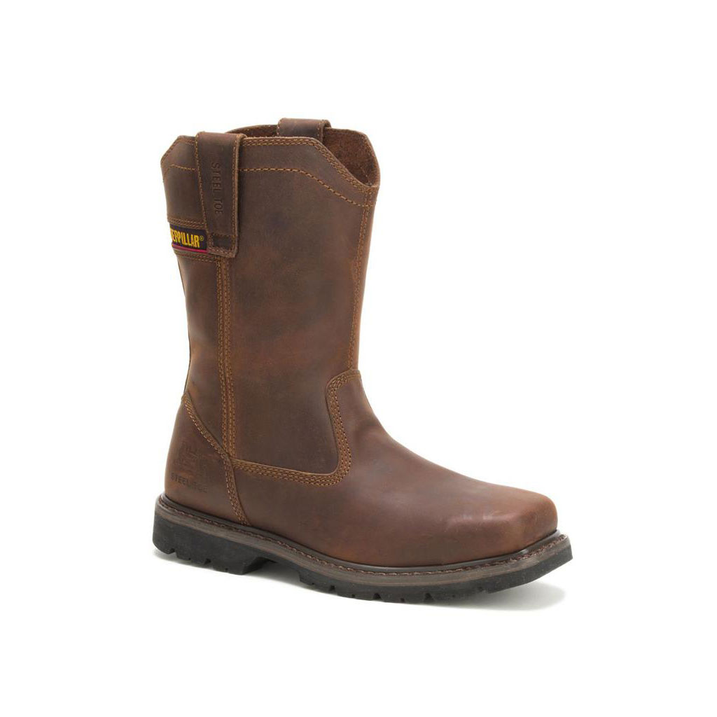 Buty Pull On Caterpillar Wellston Pull On Steel Toe Męskie Ciemny Brązowe | CQXVP-1529