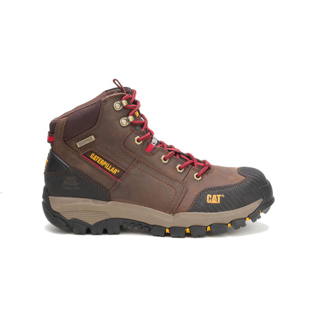 Buty Ze Stalowymi Noskami Caterpillar Navigator Mid Waterproof Steel Toe Męskie Brązowe | FUVGI-2154