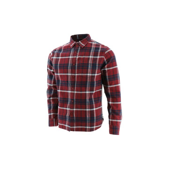 Koszule Caterpillar Foundation Flannel Long Sleeve Męskie Bordowe | HSVOE-7485