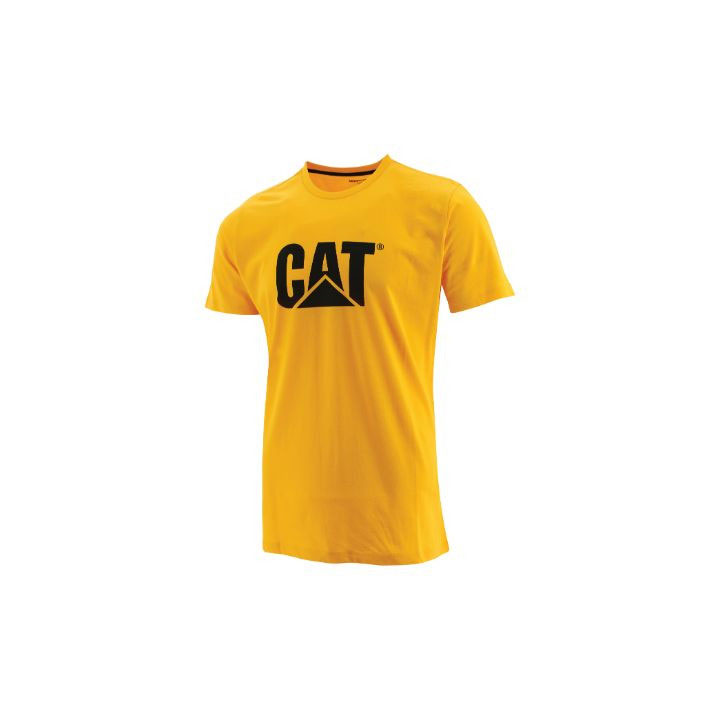 Koszulki Caterpillar Cat Logo Slim Fit Męskie Żółte | UPFAJ-3078