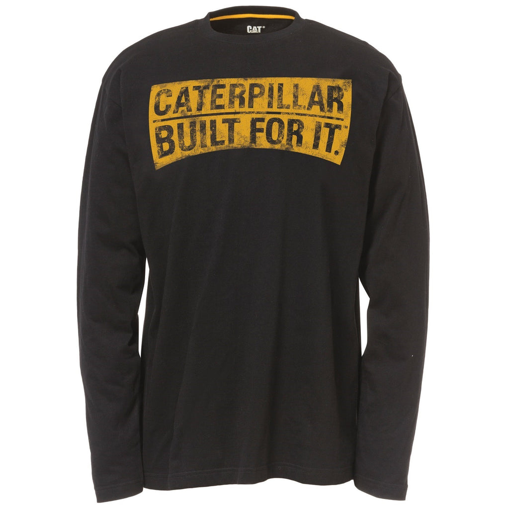 Koszulki Caterpillar Curved Banner Long Sleeve Męskie Czarne | GHWTE-7206