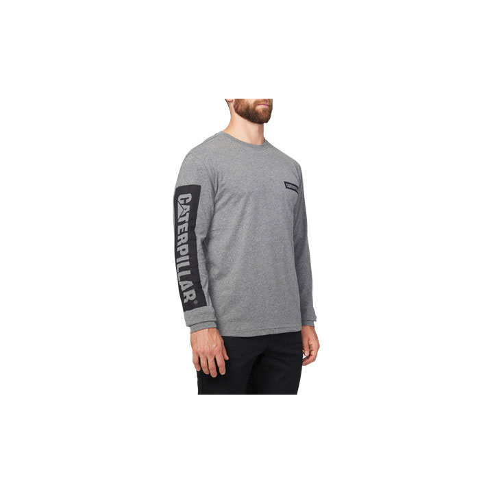 Koszulki Caterpillar Icon Block Long Sleeve Męskie Ciemny Szare | CUWQX-9082