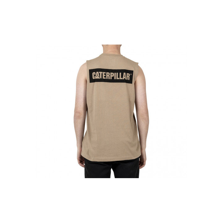 Koszulki Caterpillar Icon Muscle Tank Męskie Khaki | MJXRH-3854