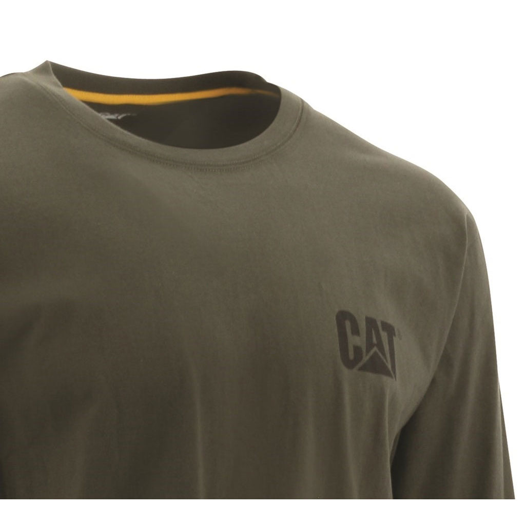 Koszulki Caterpillar Trademark Banner Long Sleeve Męskie Zielone | CDVKM-0891