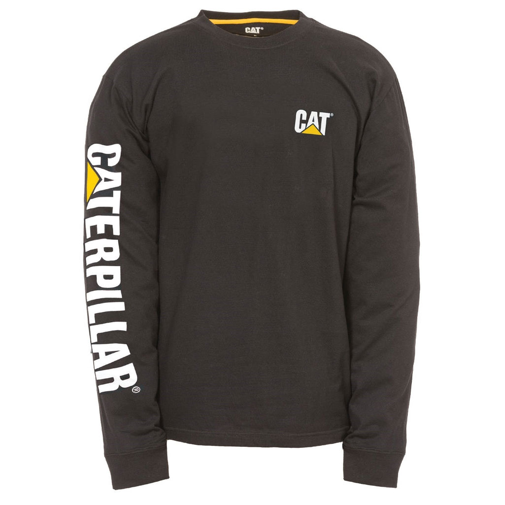 Koszulki Caterpillar Trademark Banner Long Sleeve Męskie Czarne | KMDHW-3527