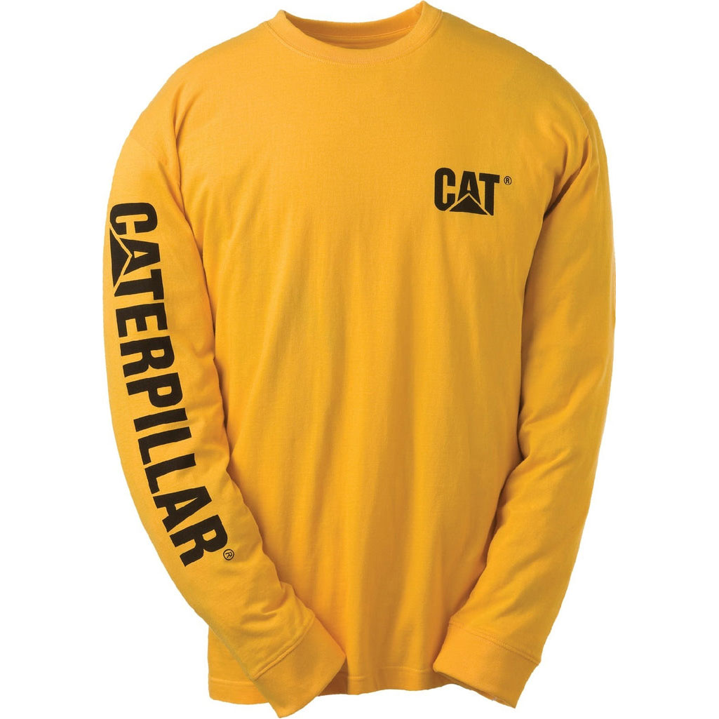 Koszulki Caterpillar Trademark Banner Long Sleeve Męskie Żółte | MGYWP-6387