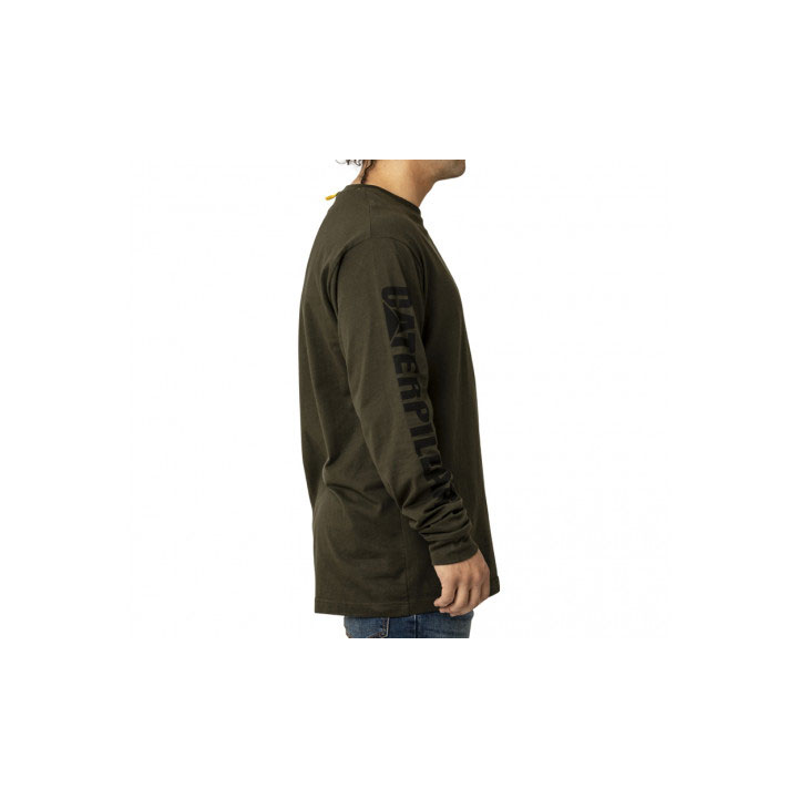 Koszulki Caterpillar Trademark Banner Long Sleeve Męskie Army Moss | NSDZL-9403