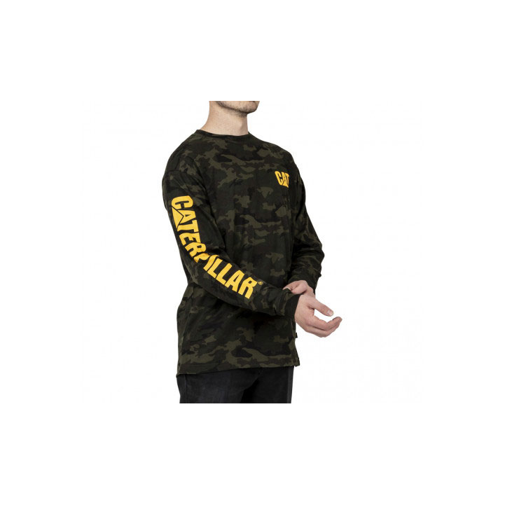 Koszulki Caterpillar Trademark Banner Long Sleeve Męskie Camo | RZFYW-4795