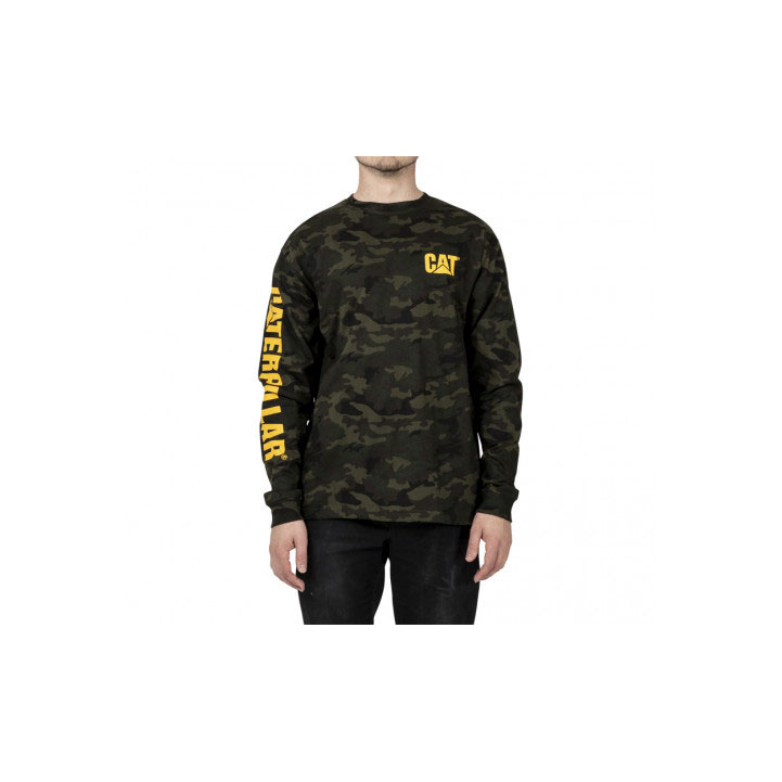 Koszulki Caterpillar Trademark Banner Long Sleeve Męskie Camo | RZFYW-4795