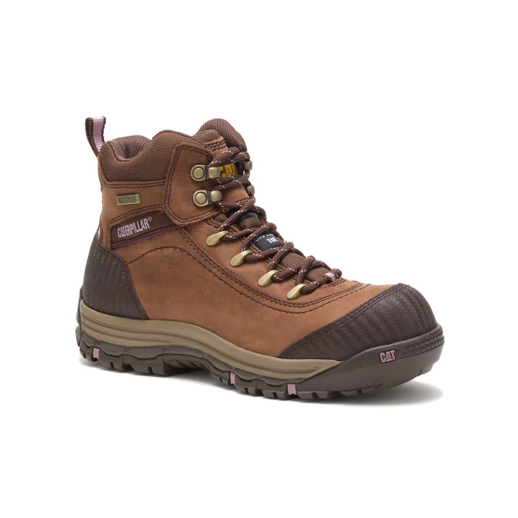 Kozaki Robocze Caterpillar Ally Waterproof Composite Toe Damskie Brązowe | DLCKV-7813