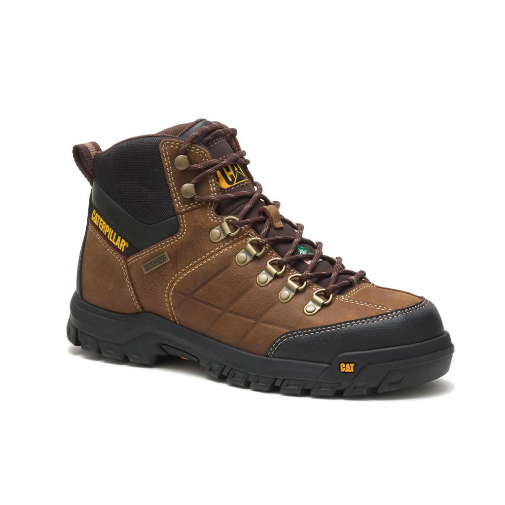 Kozaki Robocze Caterpillar Threshold Waterproof Steel Toe Csa Męskie Brązowe | KPISG-7432