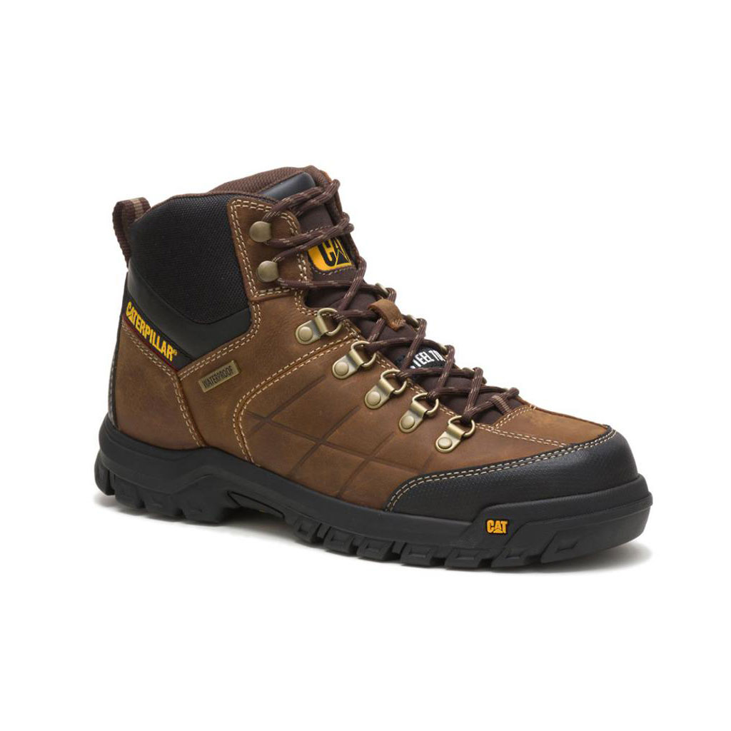 Kozaki Robocze Caterpillar Threshold Waterproof Steel Toe Męskie Brązowe | KVCWB-2547