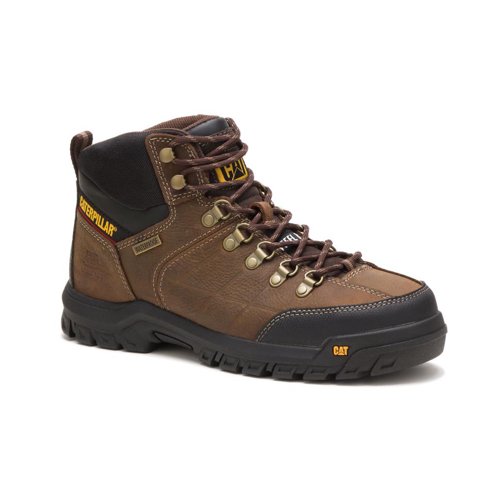 Kozaki Robocze Caterpillar Threshold Waterproof Steel Toe Męskie Brązowe | WOVIL-1842