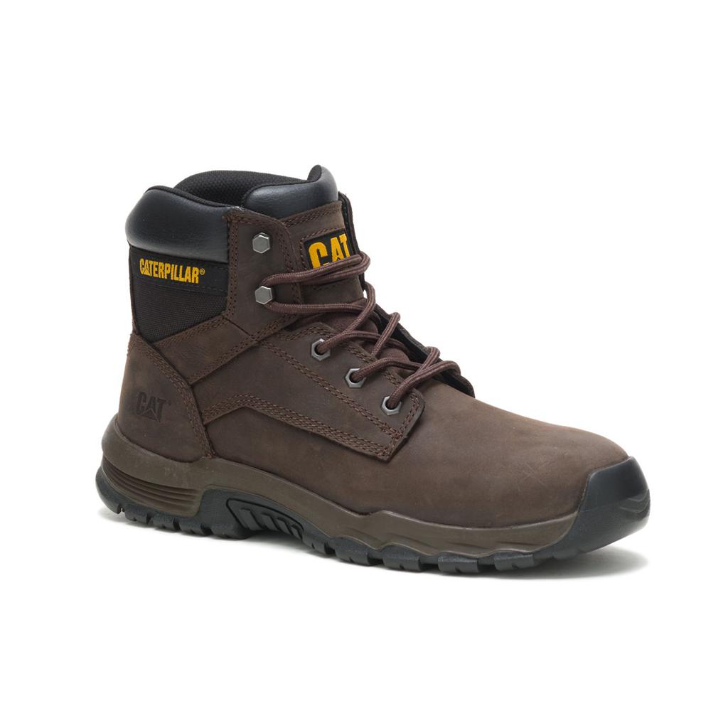 Kozaki Robocze Caterpillar Upholder Waterproof Steel Toe Męskie Ciemny Czekolada | GIMFQ-1654