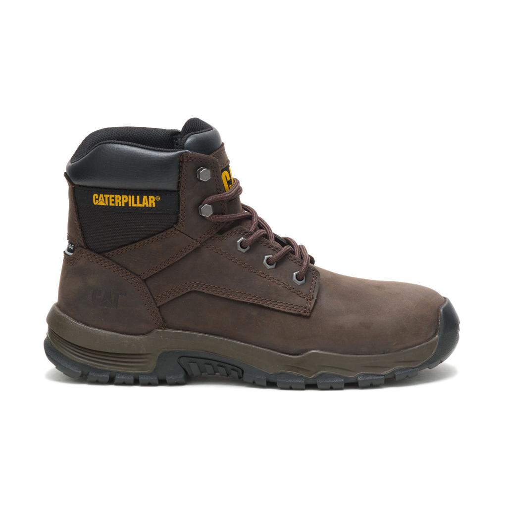 Kozaki Robocze Caterpillar Upholder Waterproof Steel Toe Męskie Ciemny Czekolada | GIMFQ-1654