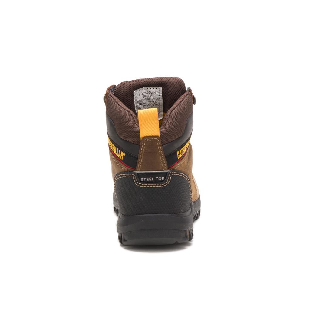 Kozaki Robocze Caterpillar Wellspring Waterproof Metatarsal Guard Steel Toe Damskie Brązowe | IXAZH-4039