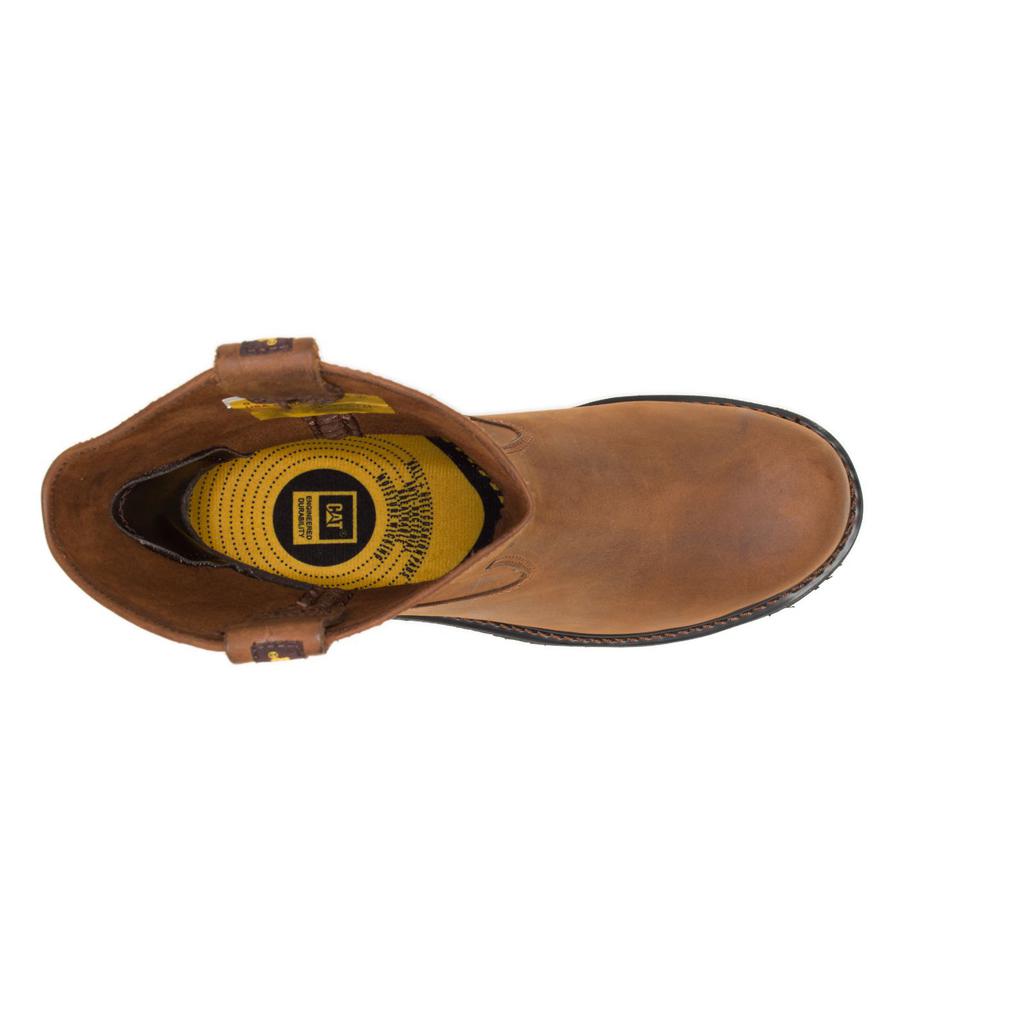 Slip On Caterpillar Edgework Steel Toe Męskie Brązowe | RPAHB-8470