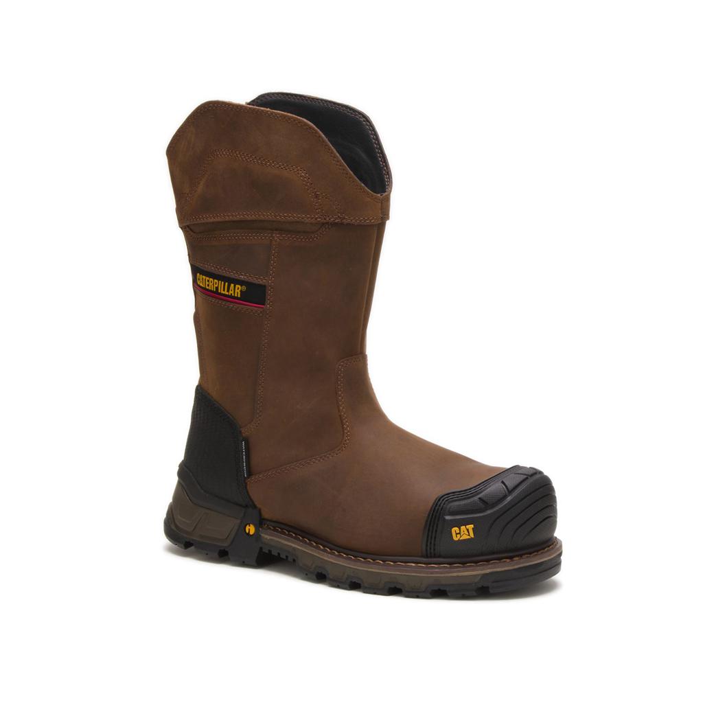 Slip On Caterpillar Excavator Xl Pull On Waterproof Composite Toe Męskie Ciemny Brązowe | JEGFX-7052