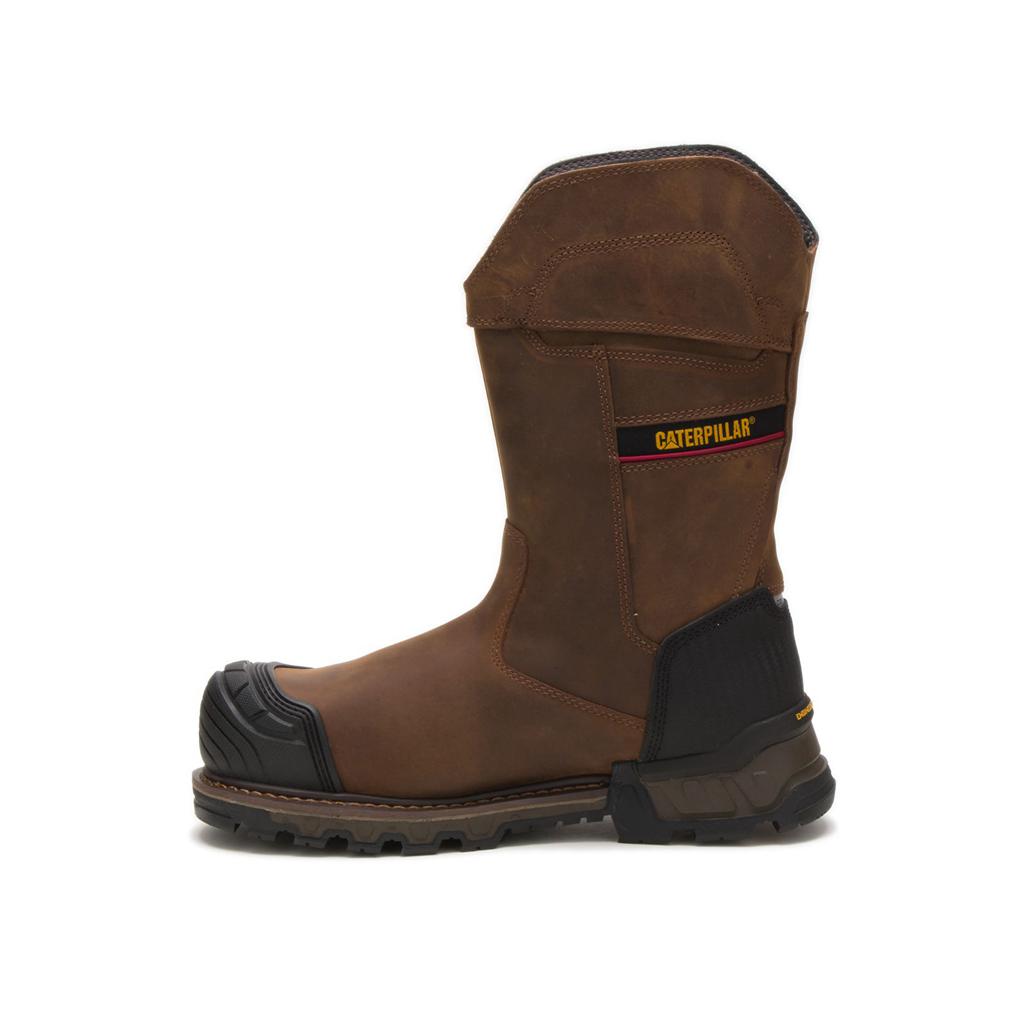 Slip On Caterpillar Excavator Xl Pull On Waterproof Composite Toe Męskie Ciemny Brązowe | JEGFX-7052