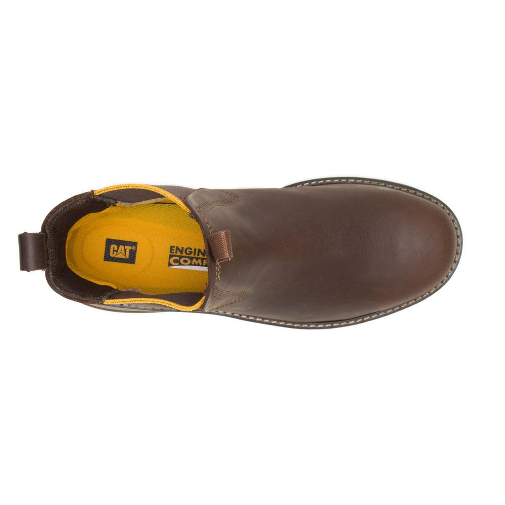 Slip On Caterpillar Fairbanks Chelsea Steel Toe Męskie Brązowe | YWGMU-4392