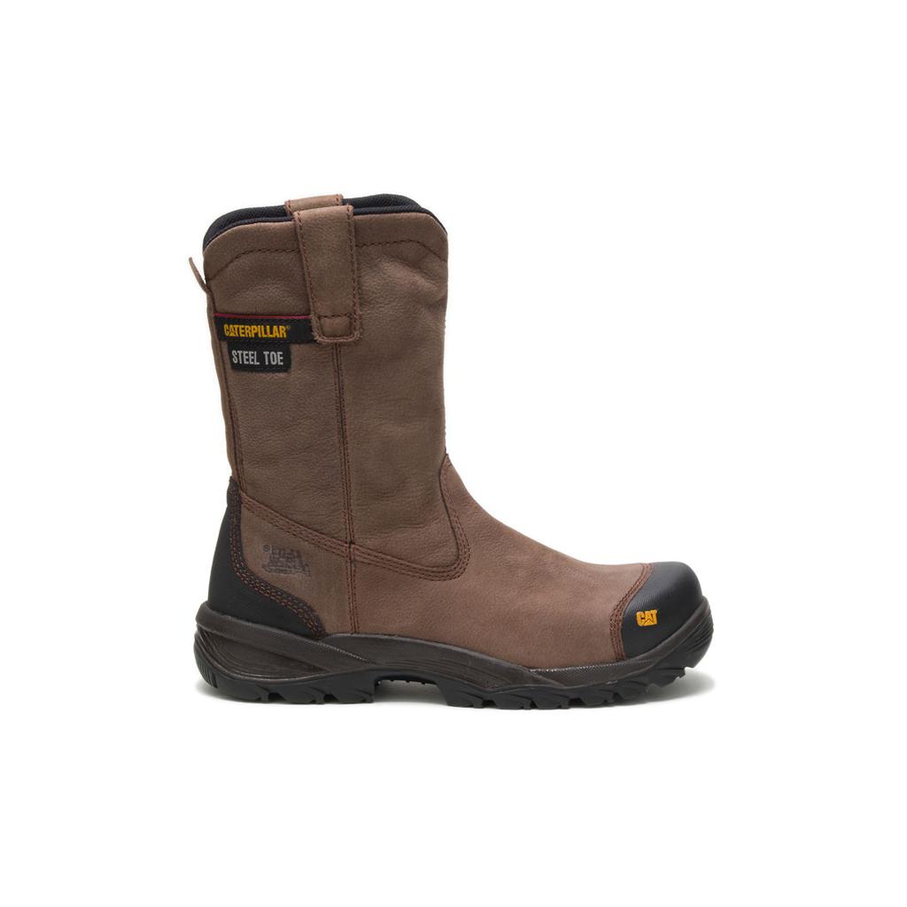 Slip On Caterpillar Spur Steel Toe Męskie Brązowe | XGCKE-7294