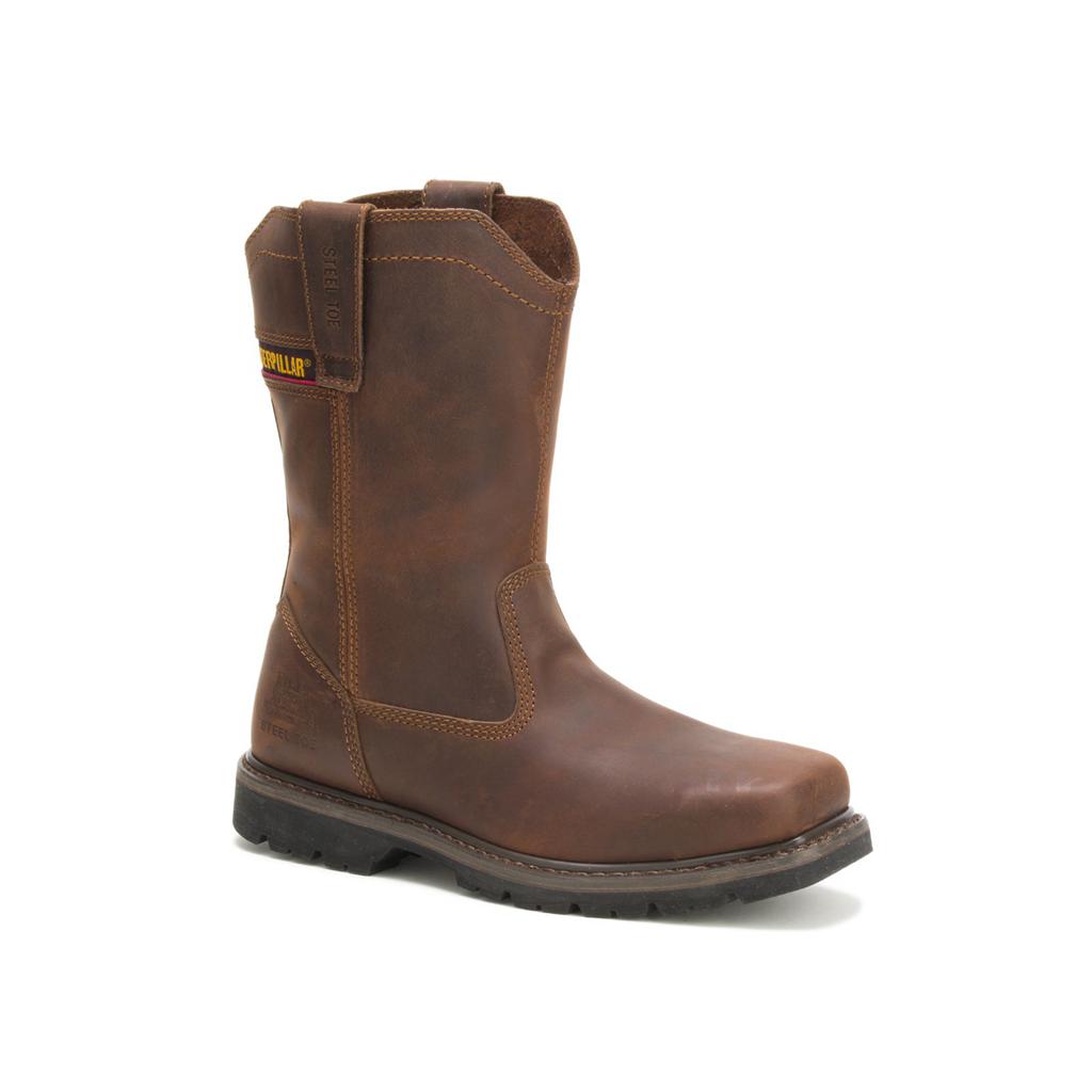 Slip On Caterpillar Wellston Pull On Steel Toe Męskie Ciemny Brązowe | QOSUL-6384