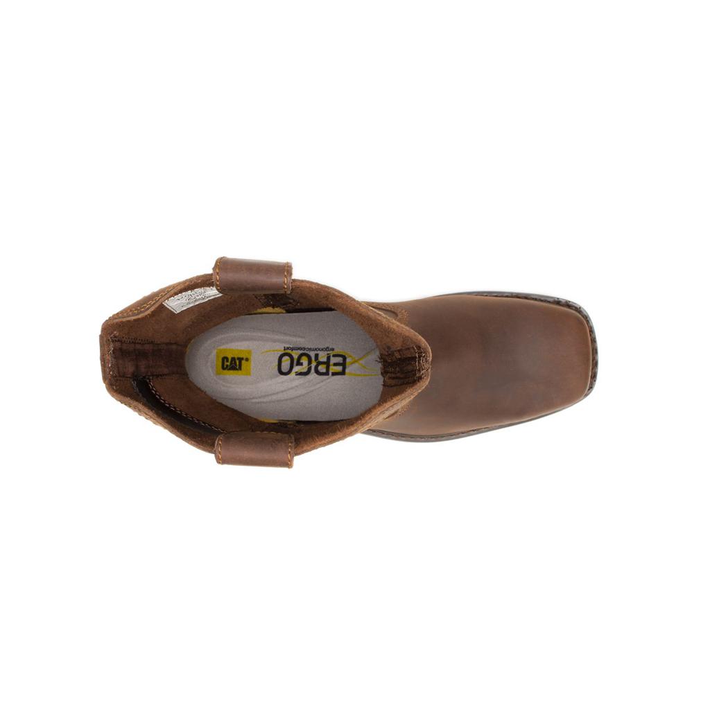 Slip On Caterpillar Wellston Pull On Steel Toe Męskie Ciemny Brązowe | QOSUL-6384