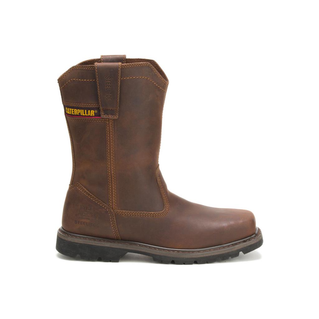 Slip On Caterpillar Wellston Pull On Steel Toe Męskie Ciemny Brązowe | QOSUL-6384