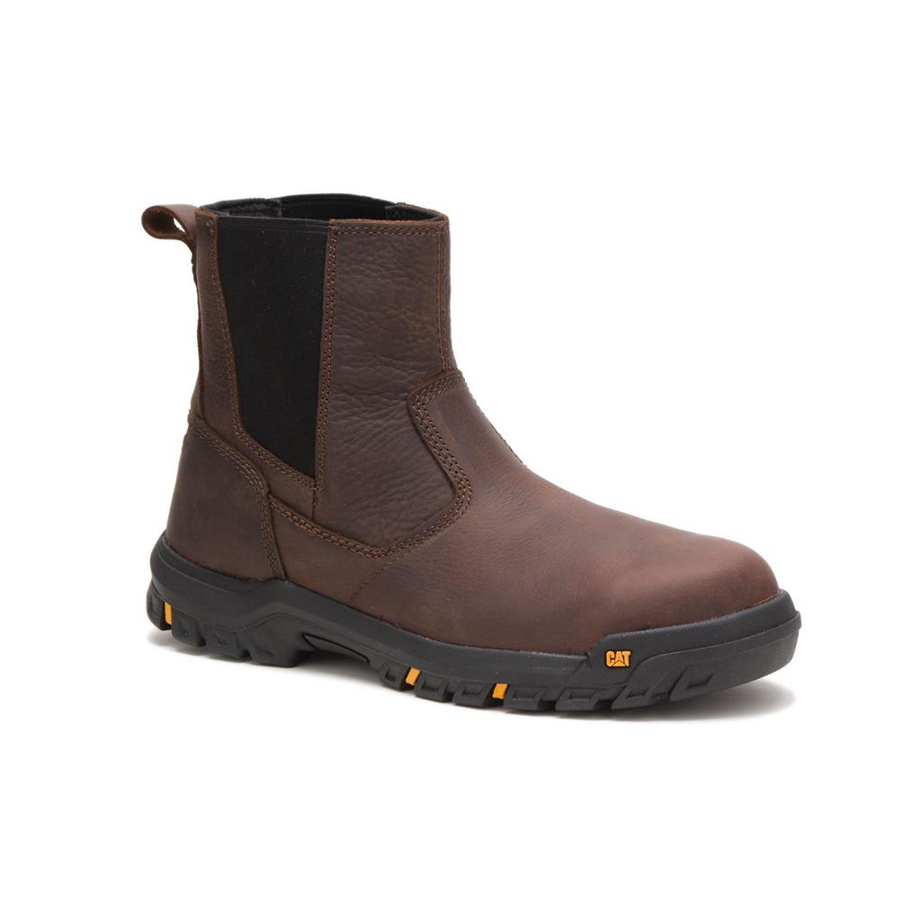 Slip On Caterpillar Wheelbase Steel Toe Męskie Brązowe | PXNIU-9620