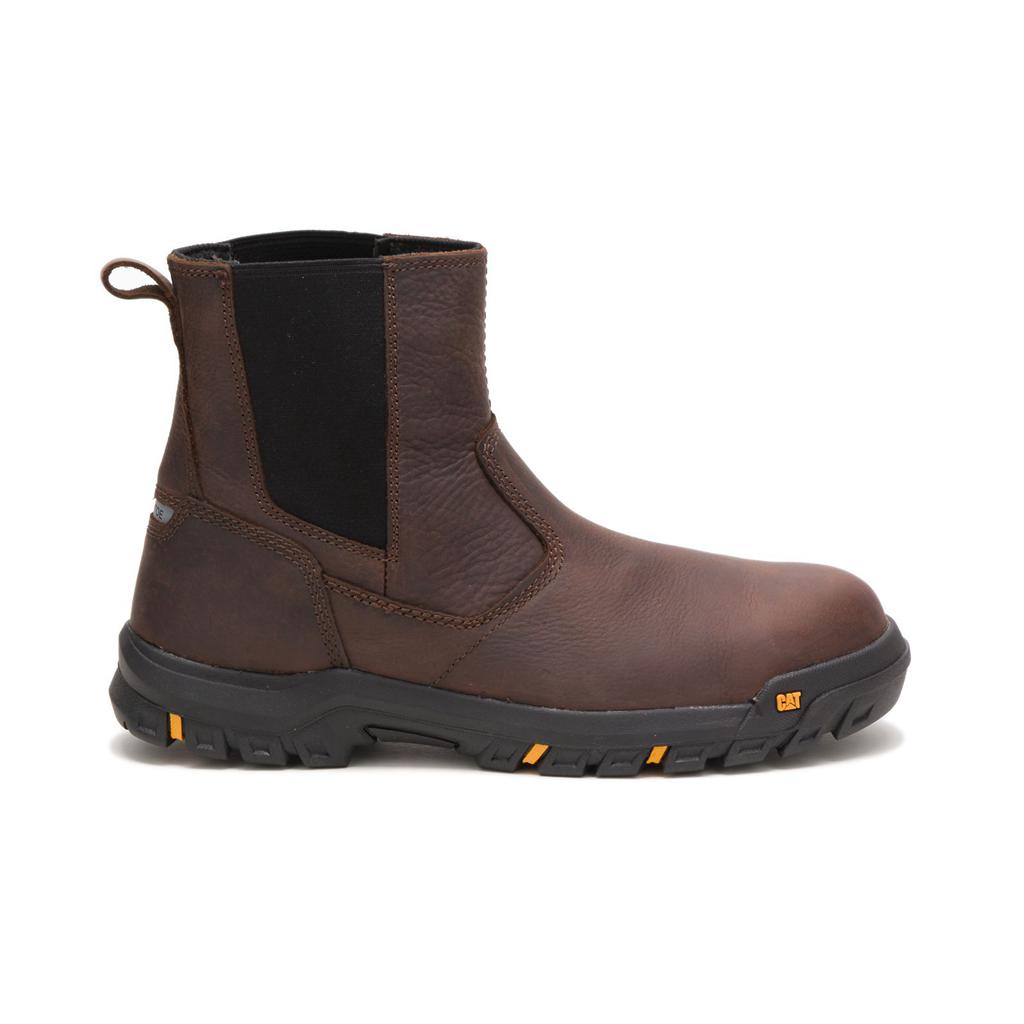 Slip On Caterpillar Wheelbase Steel Toe Męskie Brązowe | PXNIU-9620