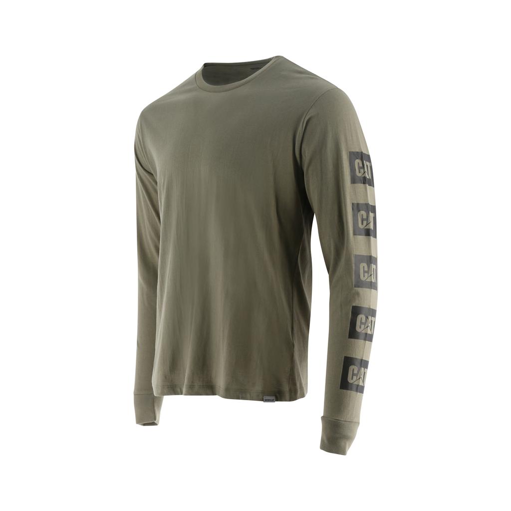 T-Shirts Caterpillar Earth L/S Grafiką Męskie Zielone | DXJRG-7493