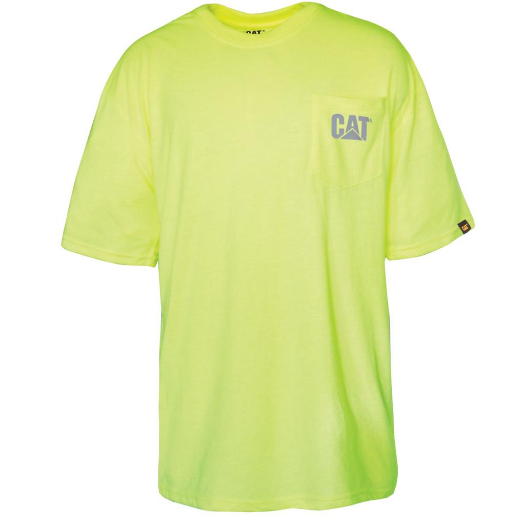 T-Shirts Caterpillar Hi-vis Trademark Pocket Męskie Żółte | HLSBR-9705