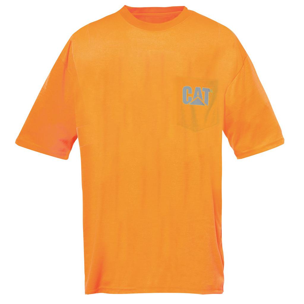 T-Shirts Caterpillar Hi-vis Trademark Pocket Męskie Pomarańczowe | ZLUJN-2143