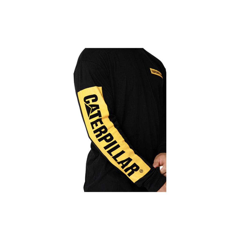 T-Shirts Caterpillar Icon Block Long Sleeve Męskie Black/Yellow | SKIAR-5749