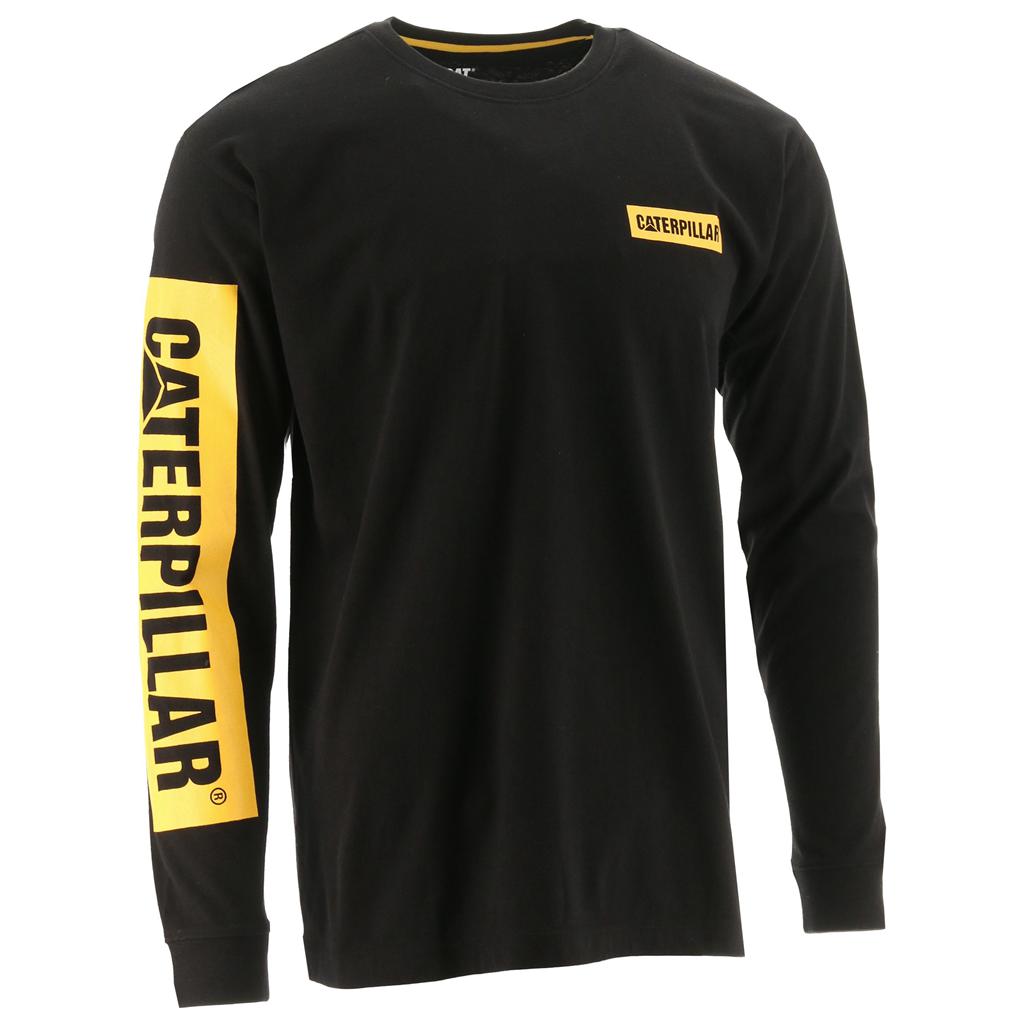 T-Shirts Caterpillar Icon Block Long Sleeve Męskie Black/Yellow | SKIAR-5749