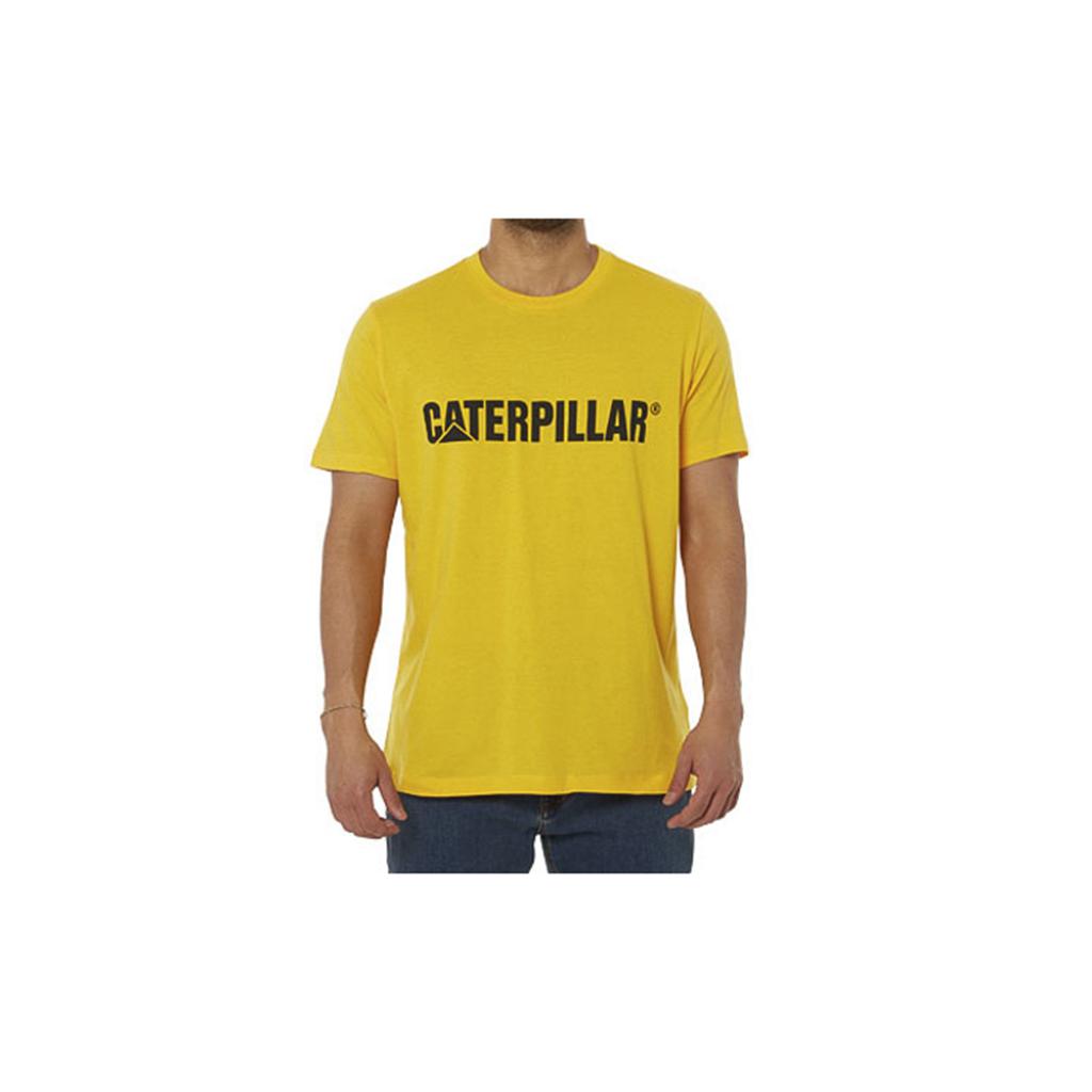 T-Shirts Caterpillar Logo Męskie Żółte | TNESO-2806