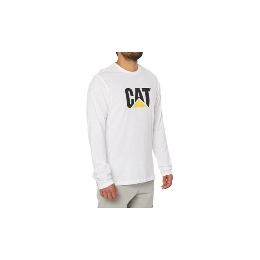 T-Shirts Caterpillar Original Fit Ls Logo Męskie Białe | DNHAM-0731